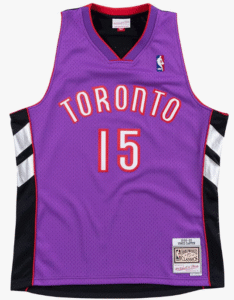Toronto Raptors Vince Carter Mitchell Ness Jersey. Dispalying Toronto and the number 15